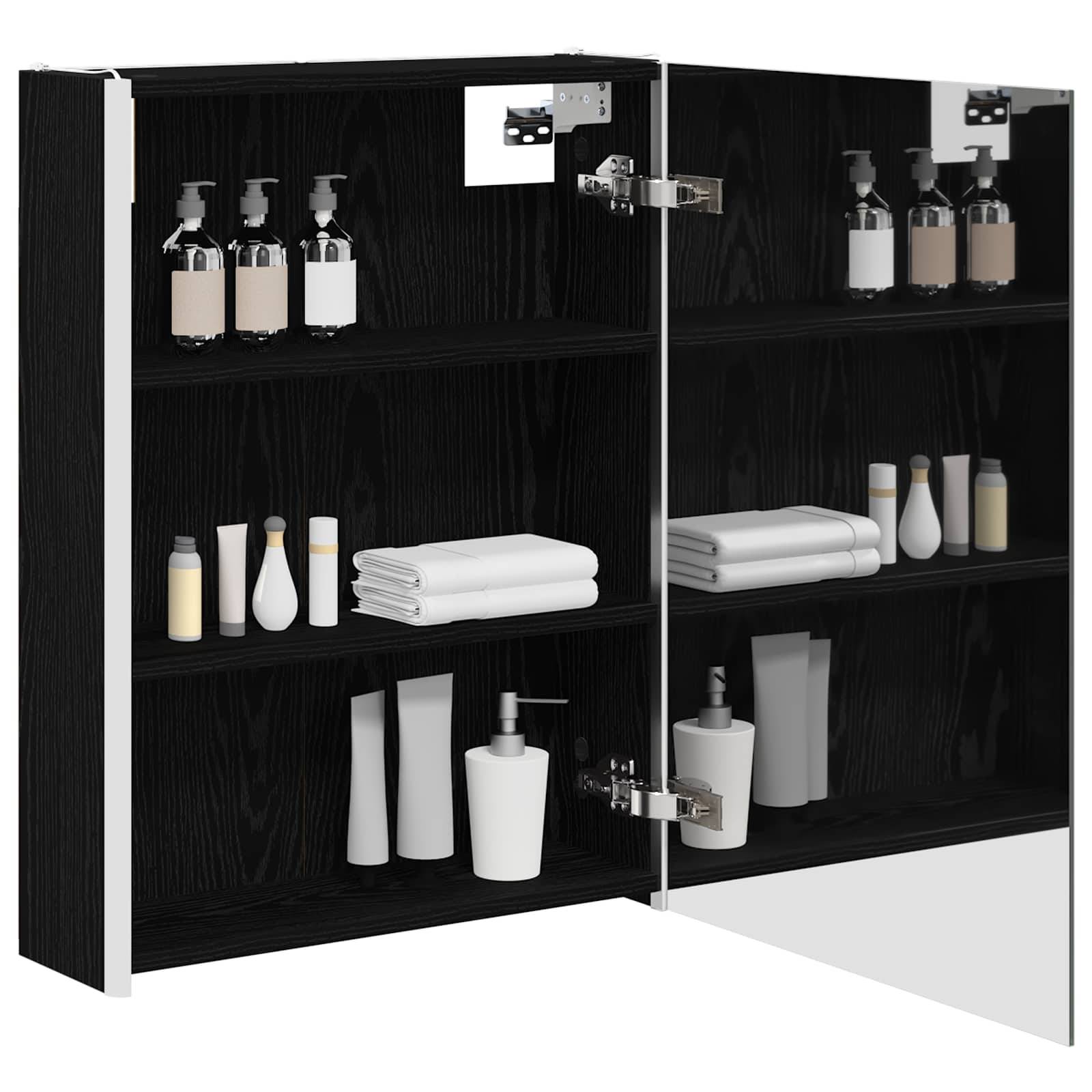 vidaXL Badezimmerspiegelschrank Schwarz Eichen-Optik