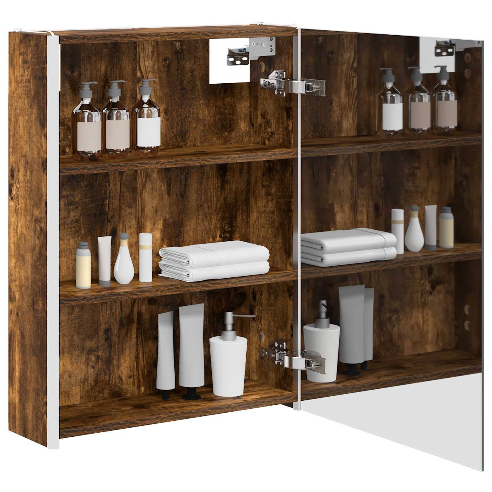 vidaXL Badezimmerspiegelschrank Geräucherte Eiche 73,5 x 15,5 x 70 cm