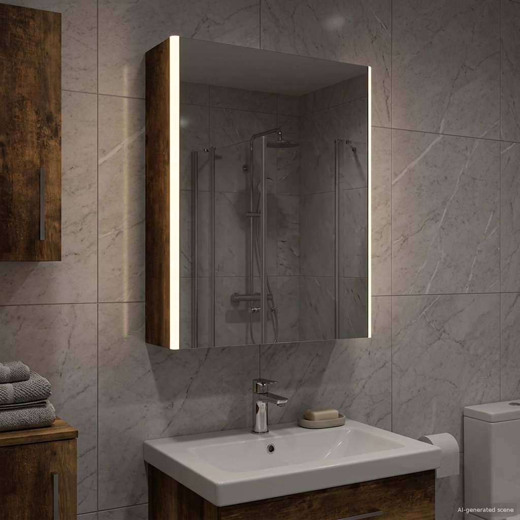 vidaXL Badezimmerspiegelschrank Geräucherte Eiche 73,5 x 15,5 x 70 cm
