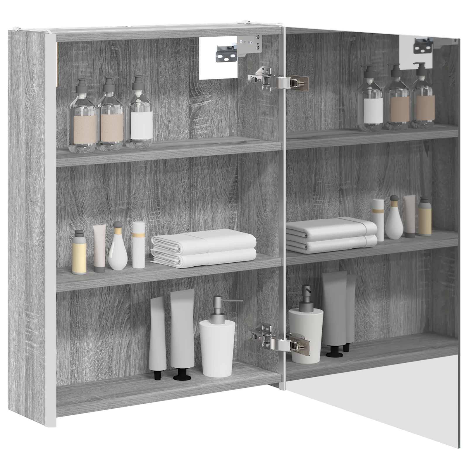 vidaXL Badezimmerspiegelschrank Graues Sonoma 53,5 x 15,5 x 70 cm