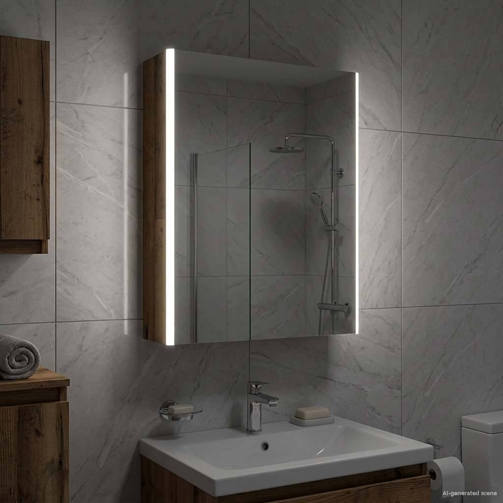 vidaXL Badezimmerspiegelschrank Altholz 53,5 x 15,5 x 70 cm