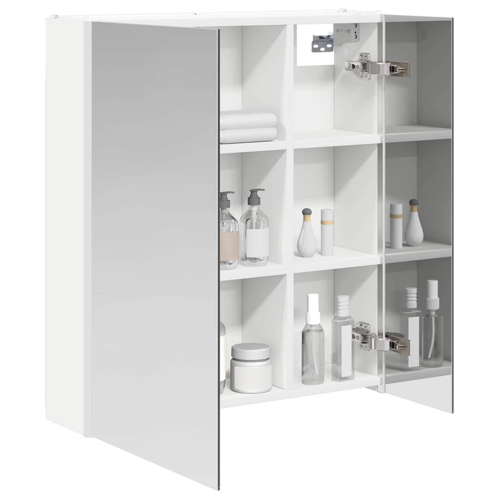 vidaXL Badezimmerspiegelschrank Weiß 63,5 x 15,5 x 70 cm Holzwerkstoff