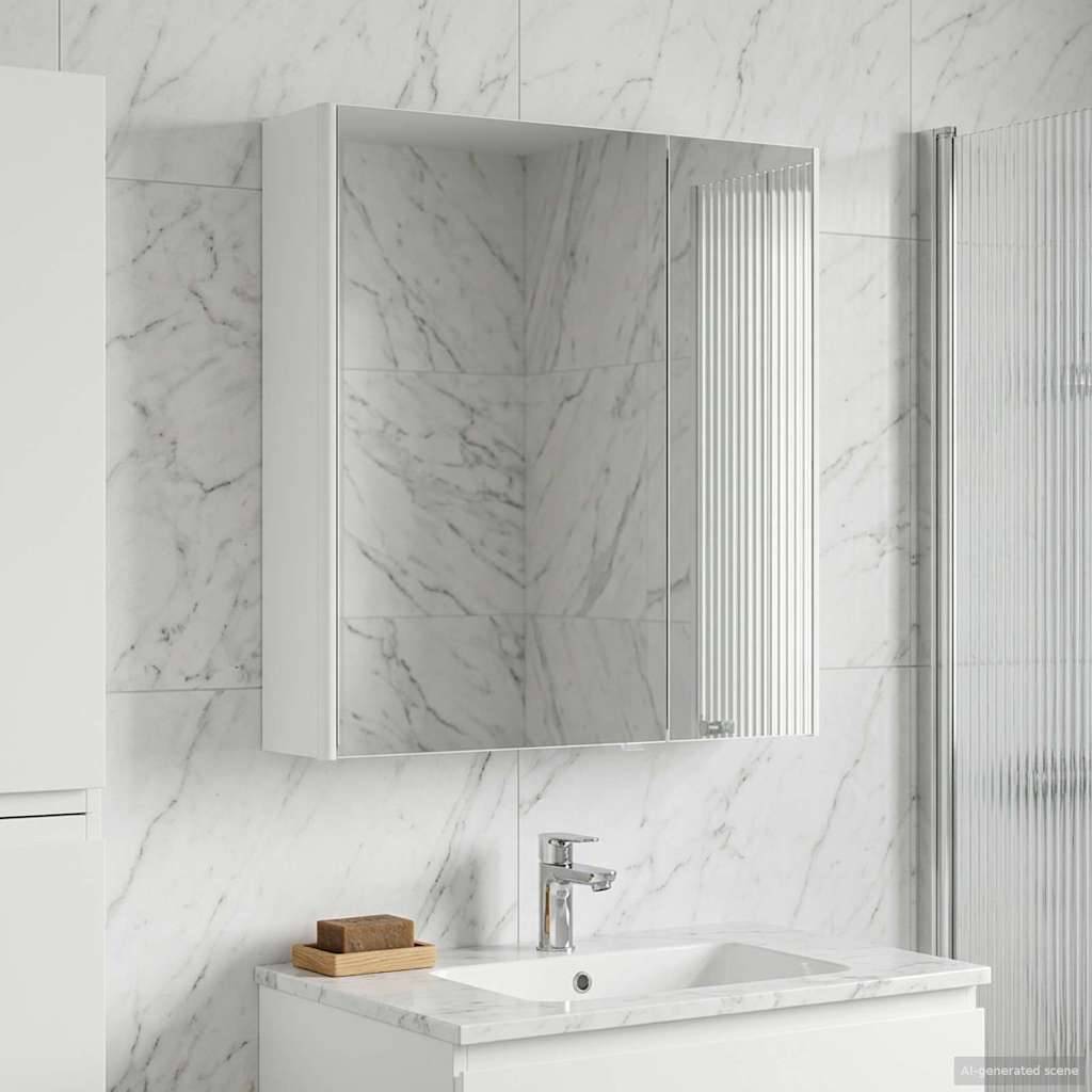 vidaXL Badezimmerspiegelschrank Weiß 63,5 x 15,5 x 70 cm Holzwerkstoff