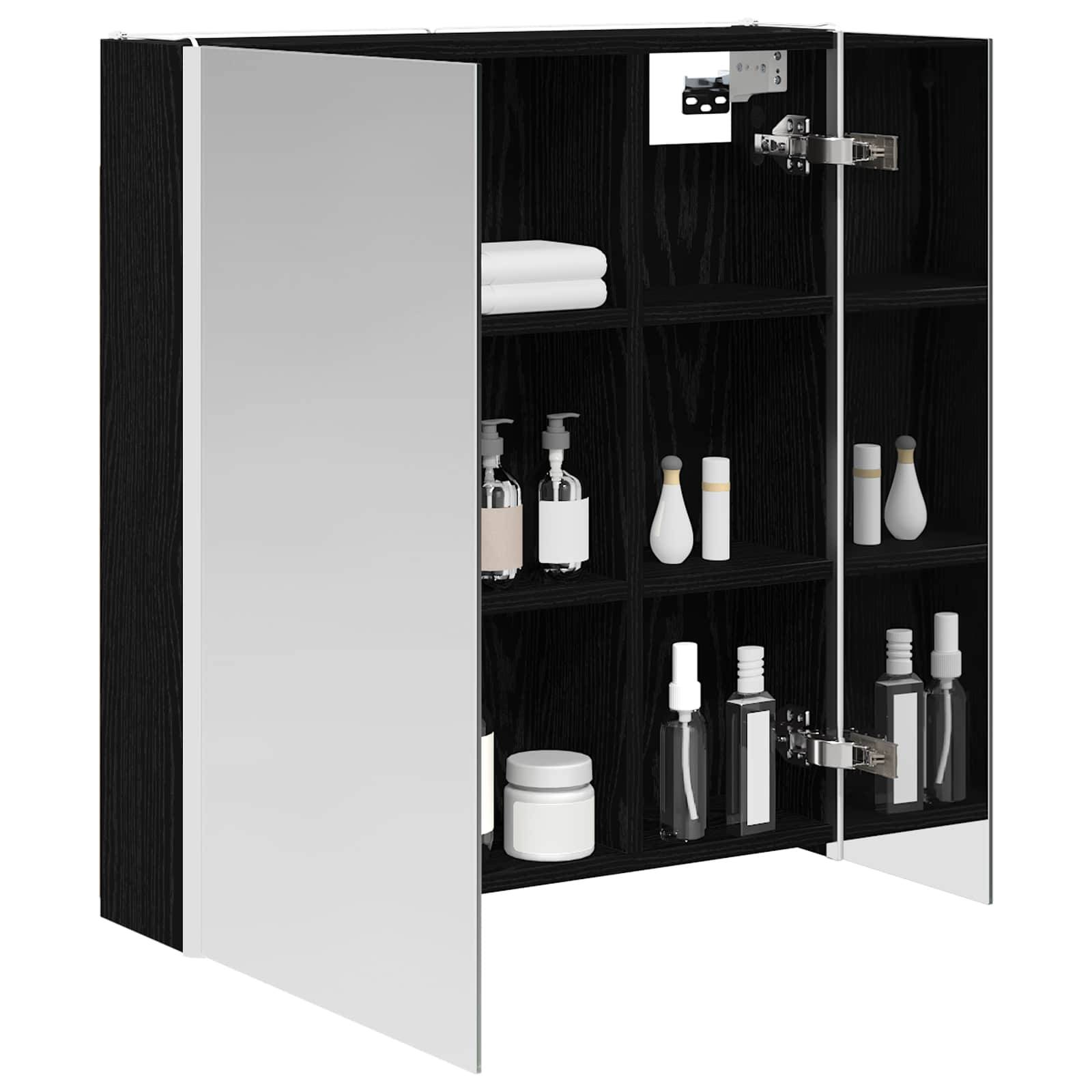 vidaXL Badezimmerspiegelschrank Schwarz Eichen-Optik