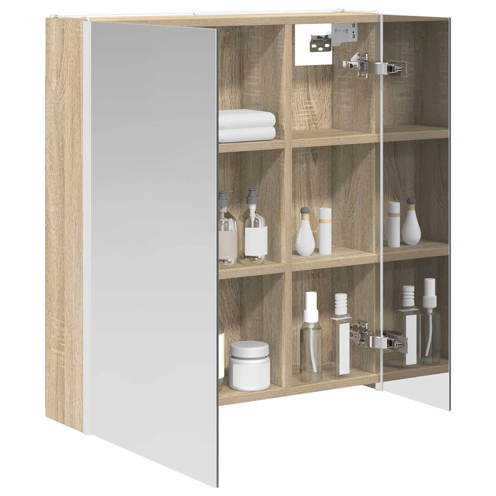 vidaXL Badezimmerspiegelschrank Sonoma-Eiche 63,5 x 15,5 x 70 cm