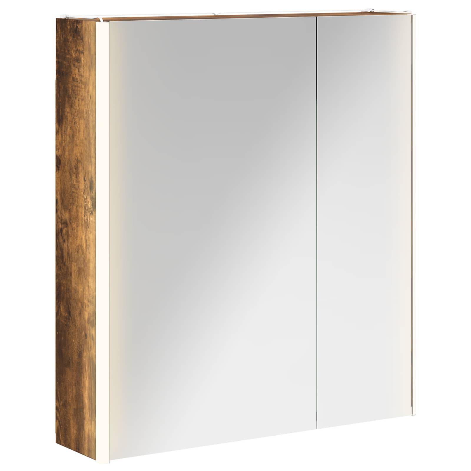 vidaXL Badezimmerspiegelschrank Geräucherte Eiche 63,5 x 15,5 x 70 cm