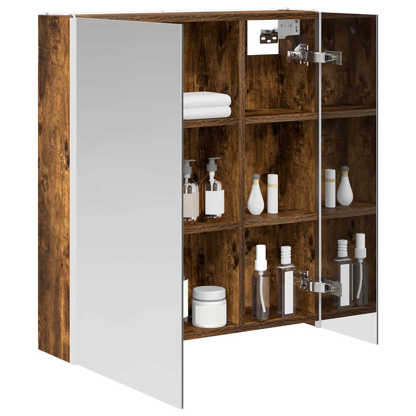 vidaXL Badezimmerspiegelschrank Geräucherte Eiche 63,5 x 15,5 x 70 cm