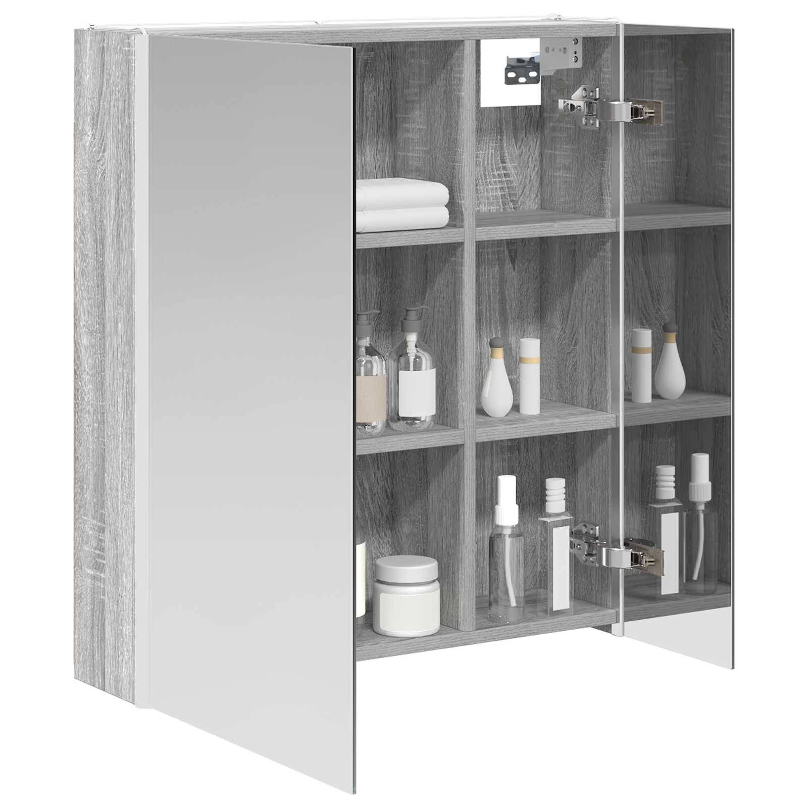 vidaXL Badezimmerspiegelschrank Graues Sonoma 63,5 x 15,5 x 70 cm