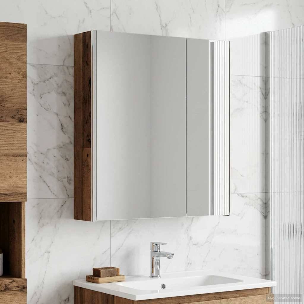 vidaXL Badezimmerspiegelschrank Altholz 63,5 x 15,5 x 70 cm