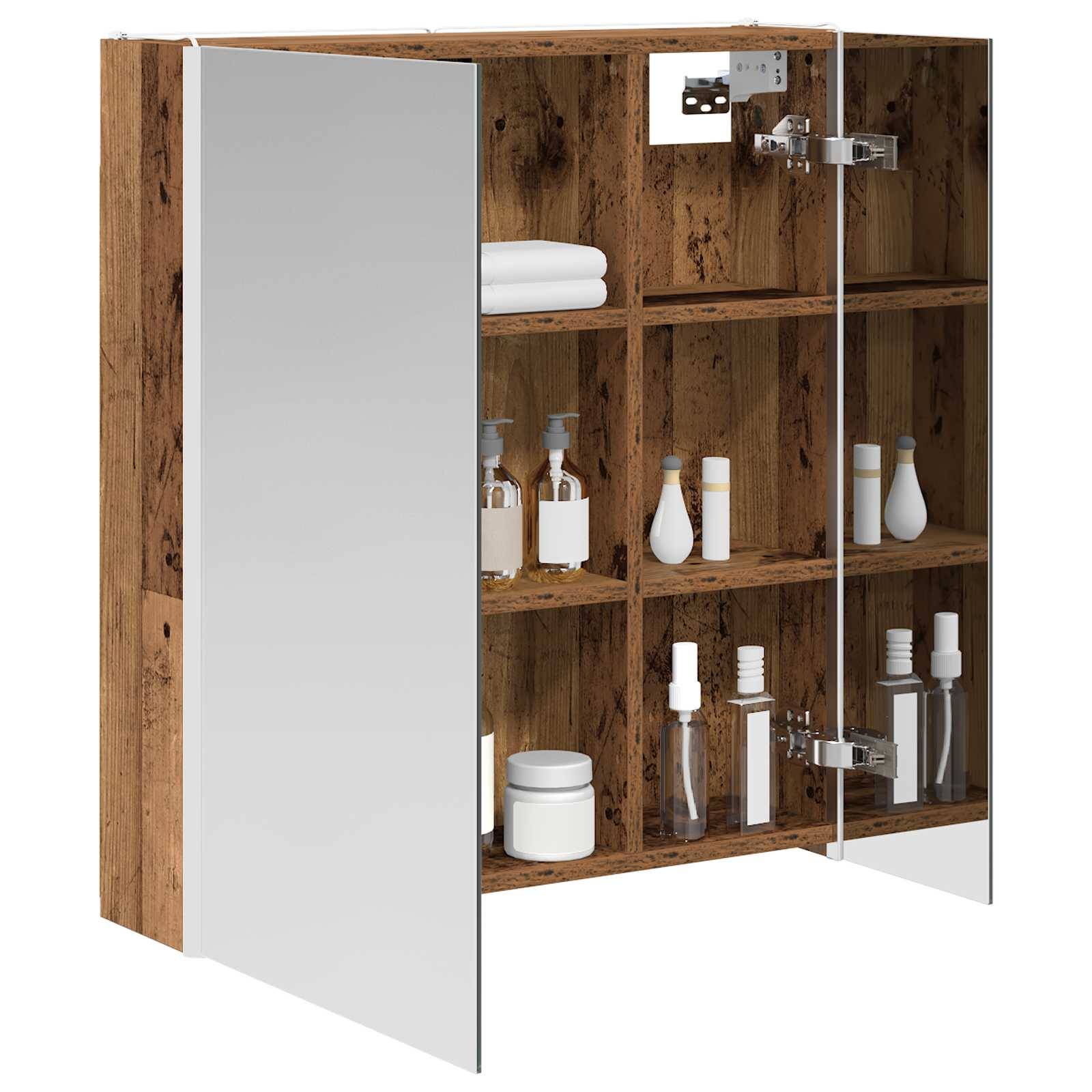 vidaXL Badezimmerspiegelschrank Altholz 63,5 x 15,5 x 70 cm
