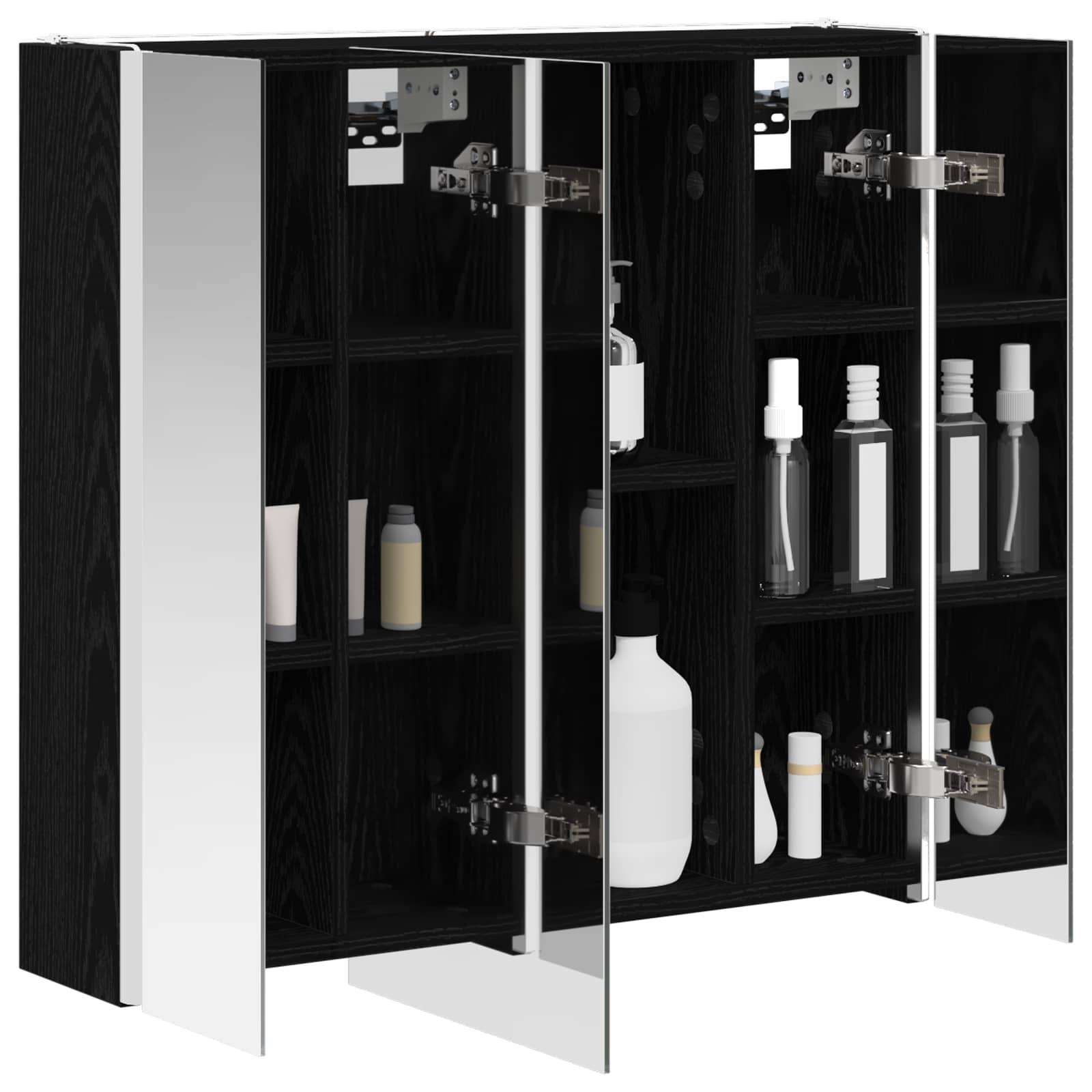 vidaXL Badezimmerspiegelschrank Schwarz Eichen-Optik