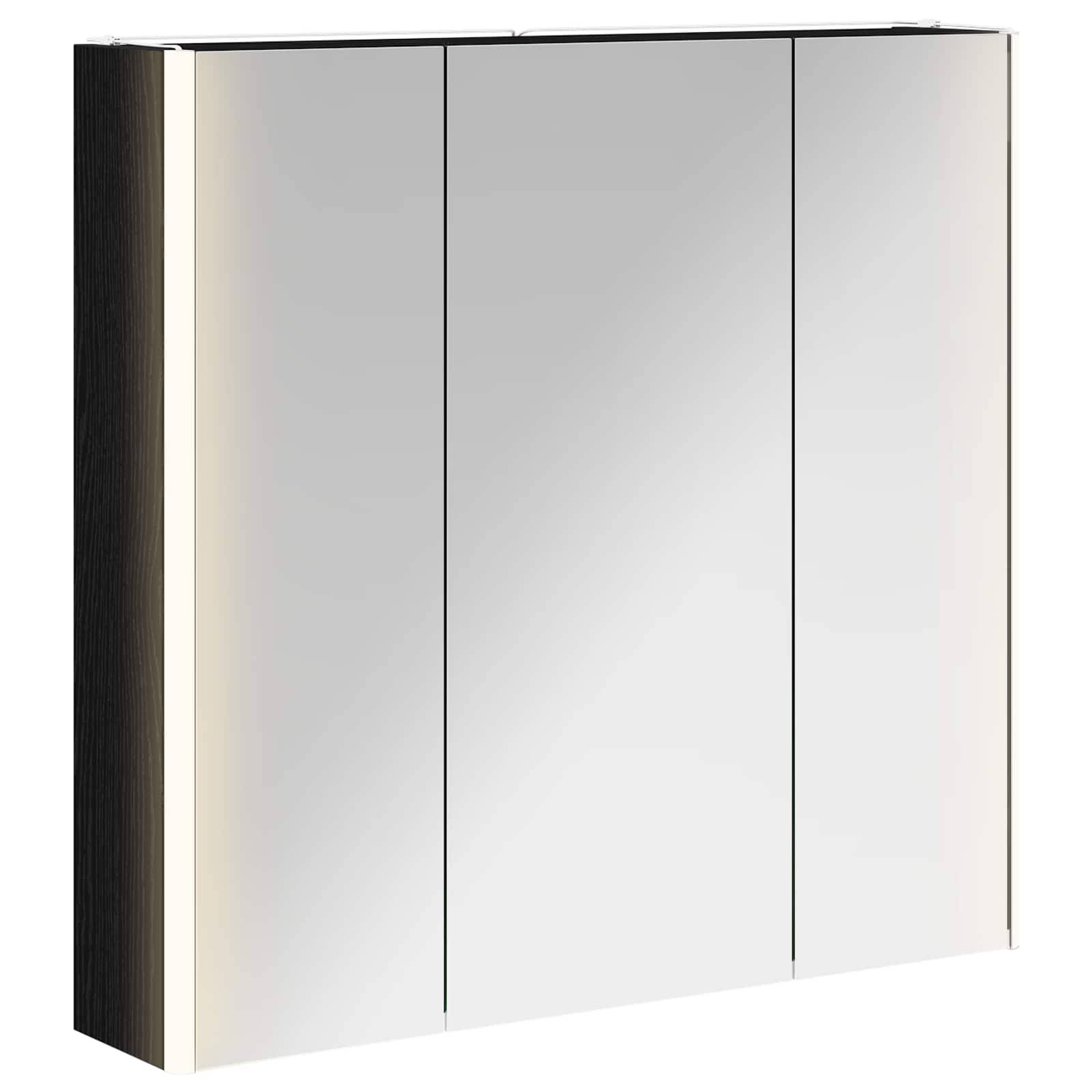 vidaXL Badezimmerspiegelschrank mit Regal mit Tür Schwarz Eichen-Optik