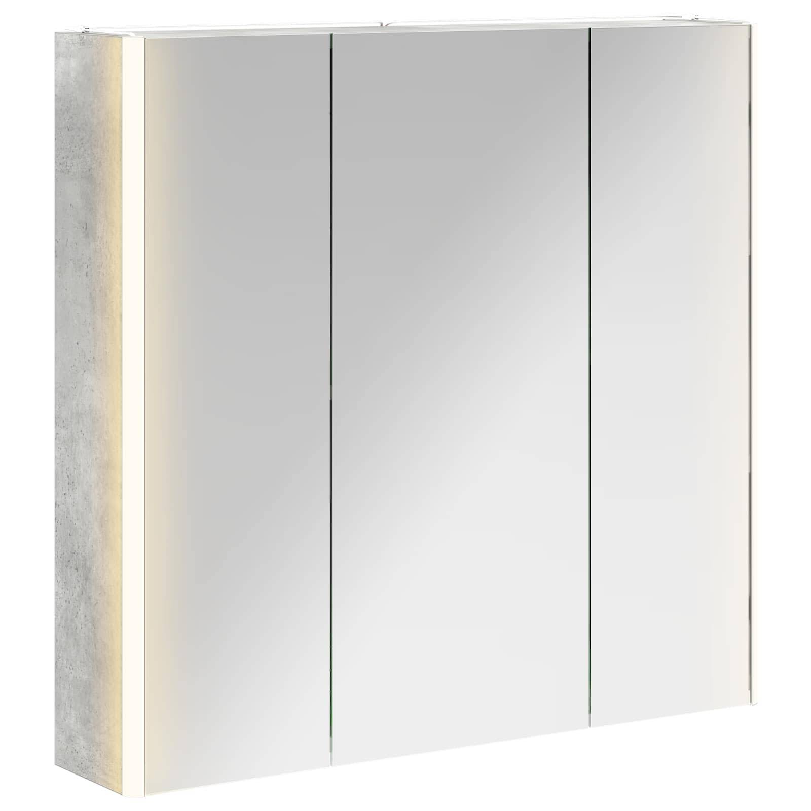 vidaXL Badezimmerspiegelschrank mit Tür Beton Grau 73,5 x 15,5 x 70 cm