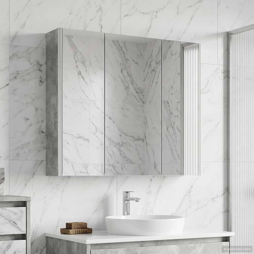 vidaXL Badezimmerspiegelschrank mit Tür Beton Grau 73,5 x 15,5 x 70 cm