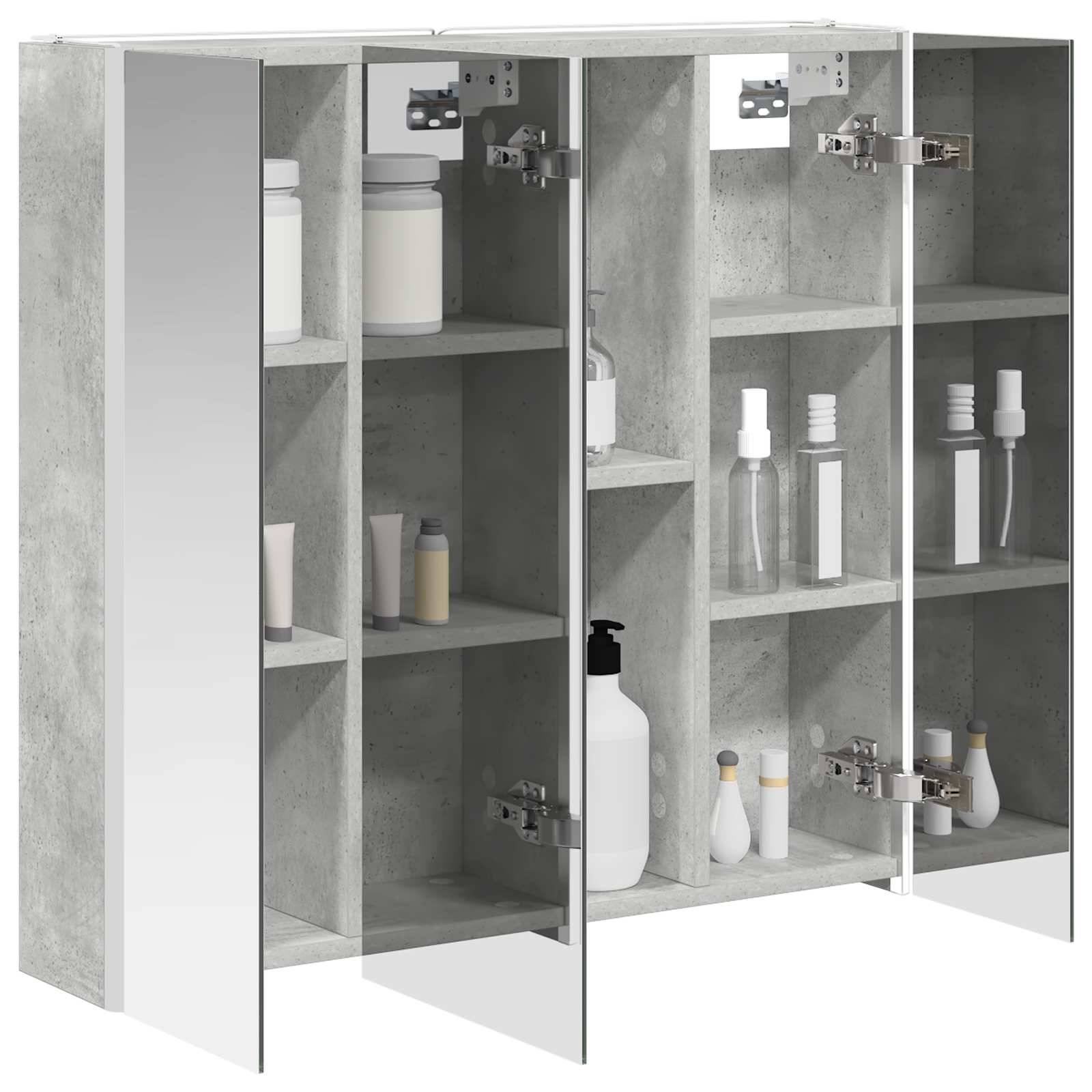 vidaXL Badezimmerspiegelschrank mit Tür Beton Grau 73,5 x 15,5 x 70 cm