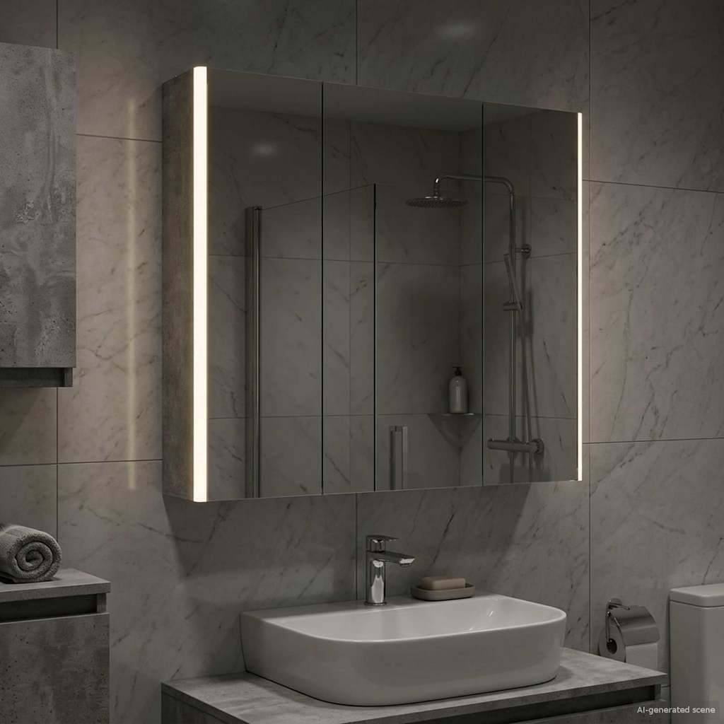 vidaXL Badezimmerspiegelschrank mit Tür Beton Grau 73,5 x 15,5 x 70 cm