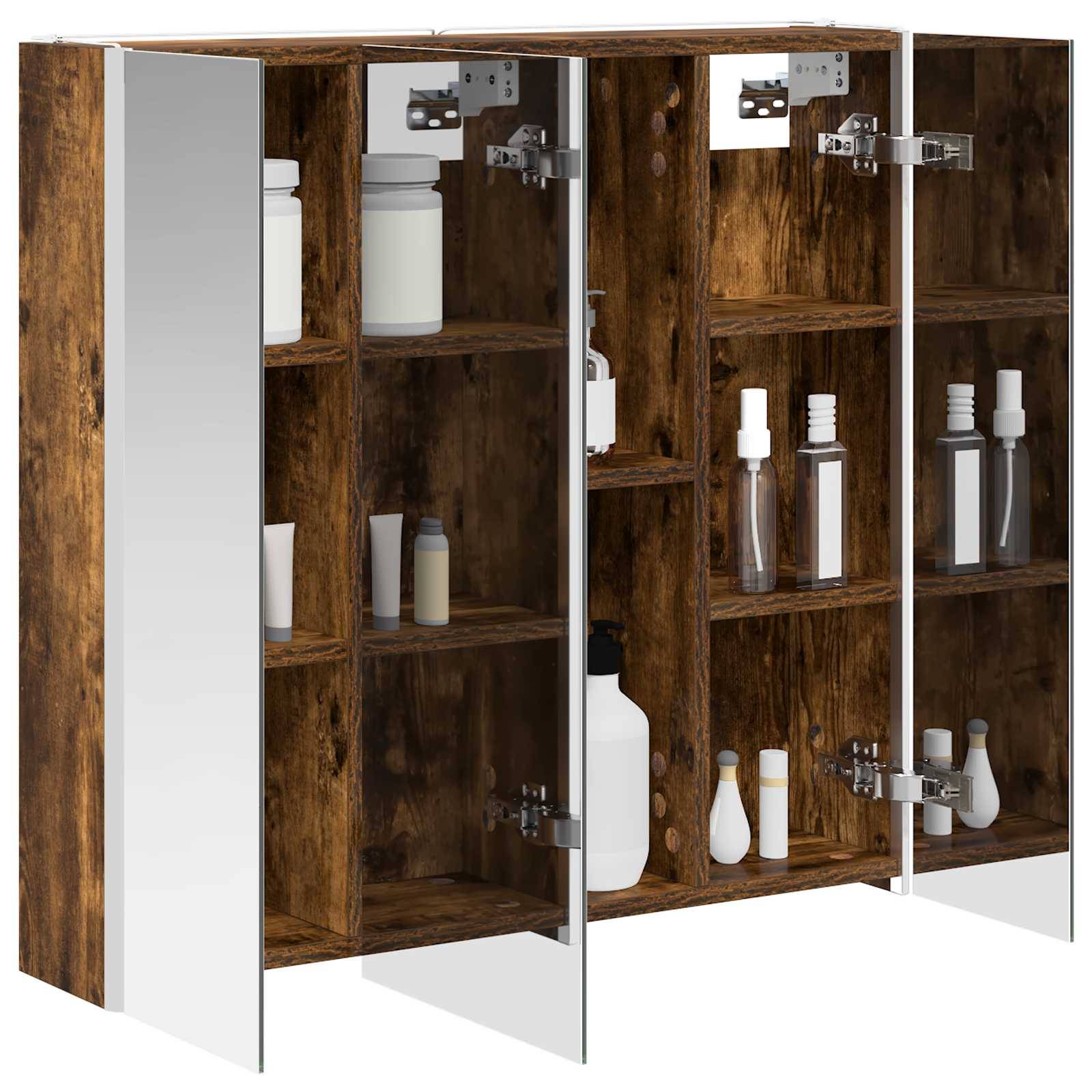 vidaXL Badezimmerspiegelschrank Geräucherte Eiche 73,5 x 15,5 x 70 cm