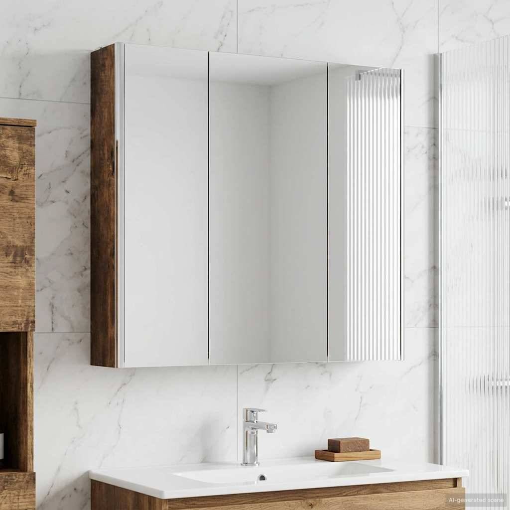 vidaXL Badezimmerspiegelschrank Geräucherte Eiche 73,5 x 15,5 x 70 cm
