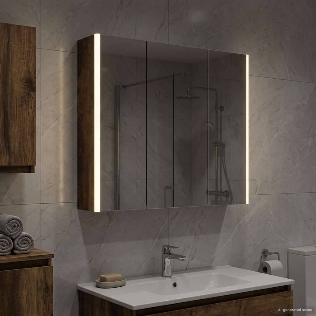 vidaXL Badezimmerspiegelschrank Geräucherte Eiche 73,5 x 15,5 x 70 cm