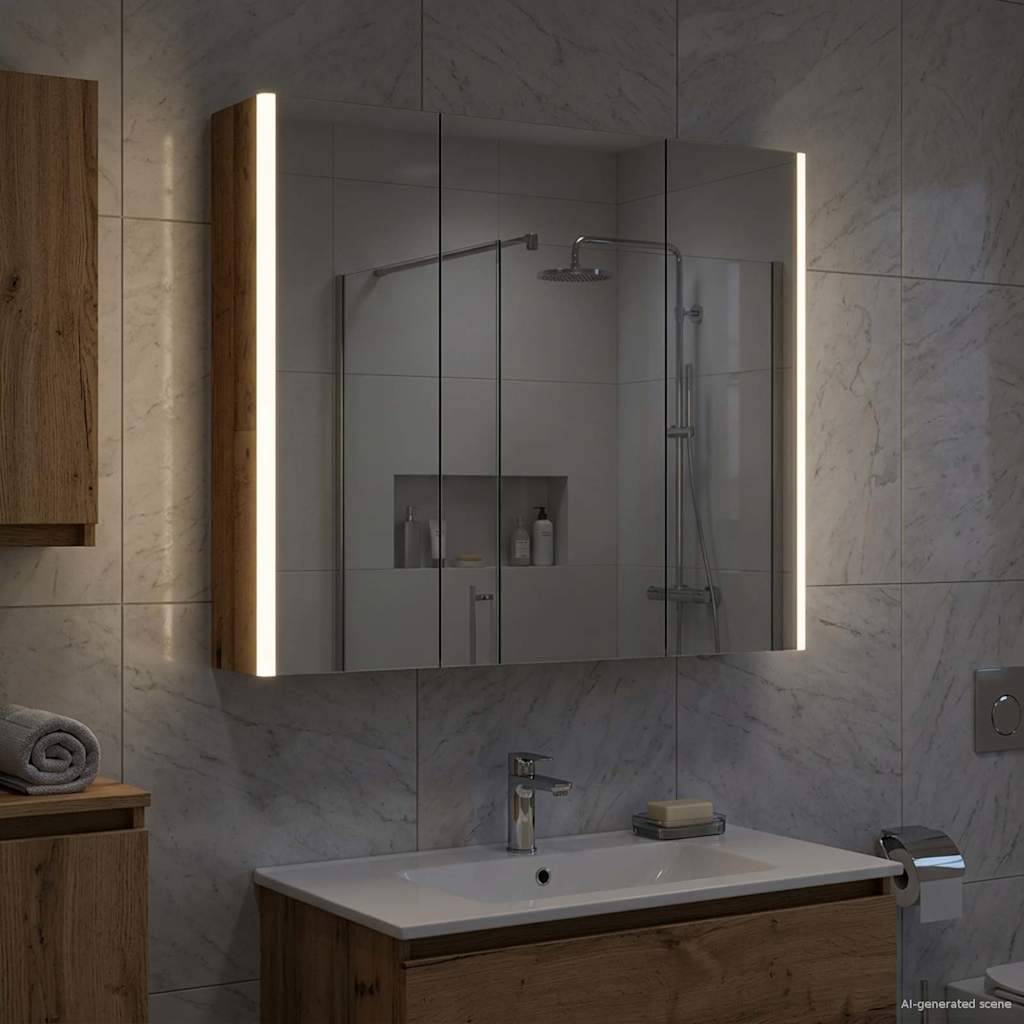 vidaXL Badezimmerspiegelschrank mit Regal Altholz 73,5 x 15,5 x 70 cm