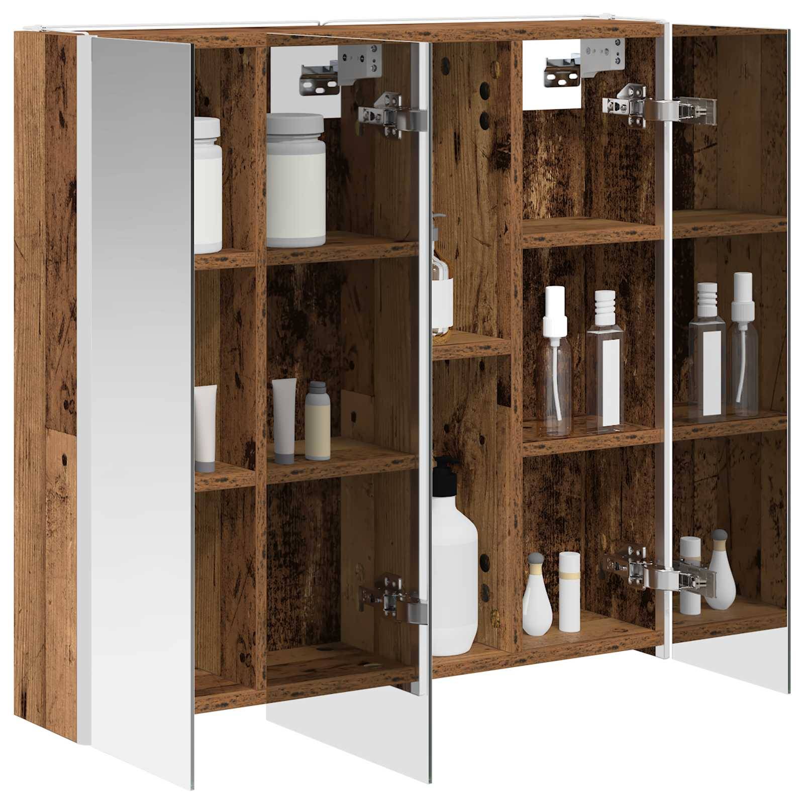 vidaXL Badezimmerspiegelschrank mit Regal Altholz 73,5 x 15,5 x 70 cm