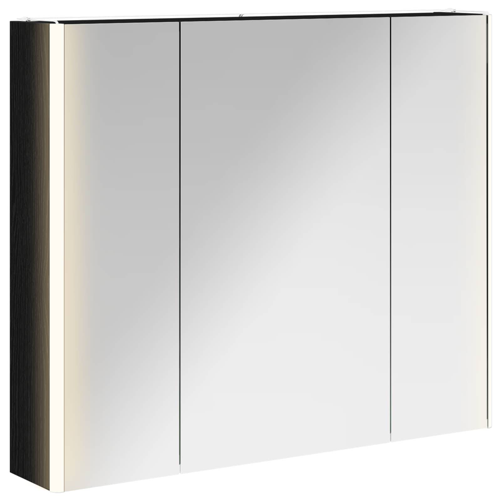 vidaXL Badezimmerspiegelschrank Schwarz Eichen-Optik