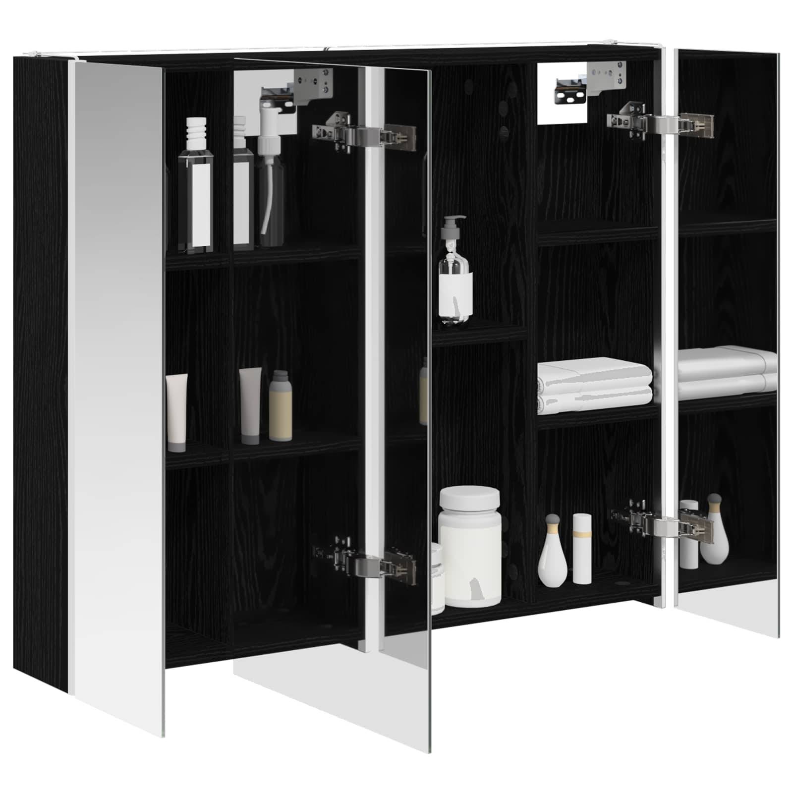 vidaXL Badezimmerspiegelschrank Schwarz Eichen-Optik