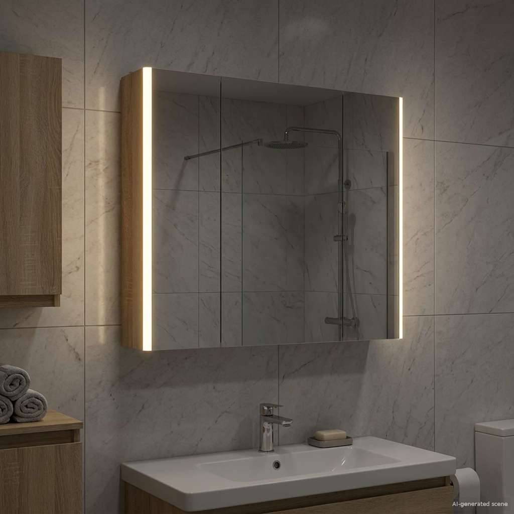 vidaXL Badezimmerspiegelschrank Sonoma-Eiche 83,5 x 15,5 x 70 cm