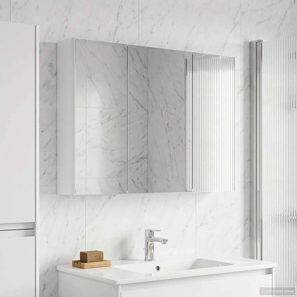 vidaXL Badezimmerspiegelschrank Weiß 103,5 x 15,5 x 70 cm