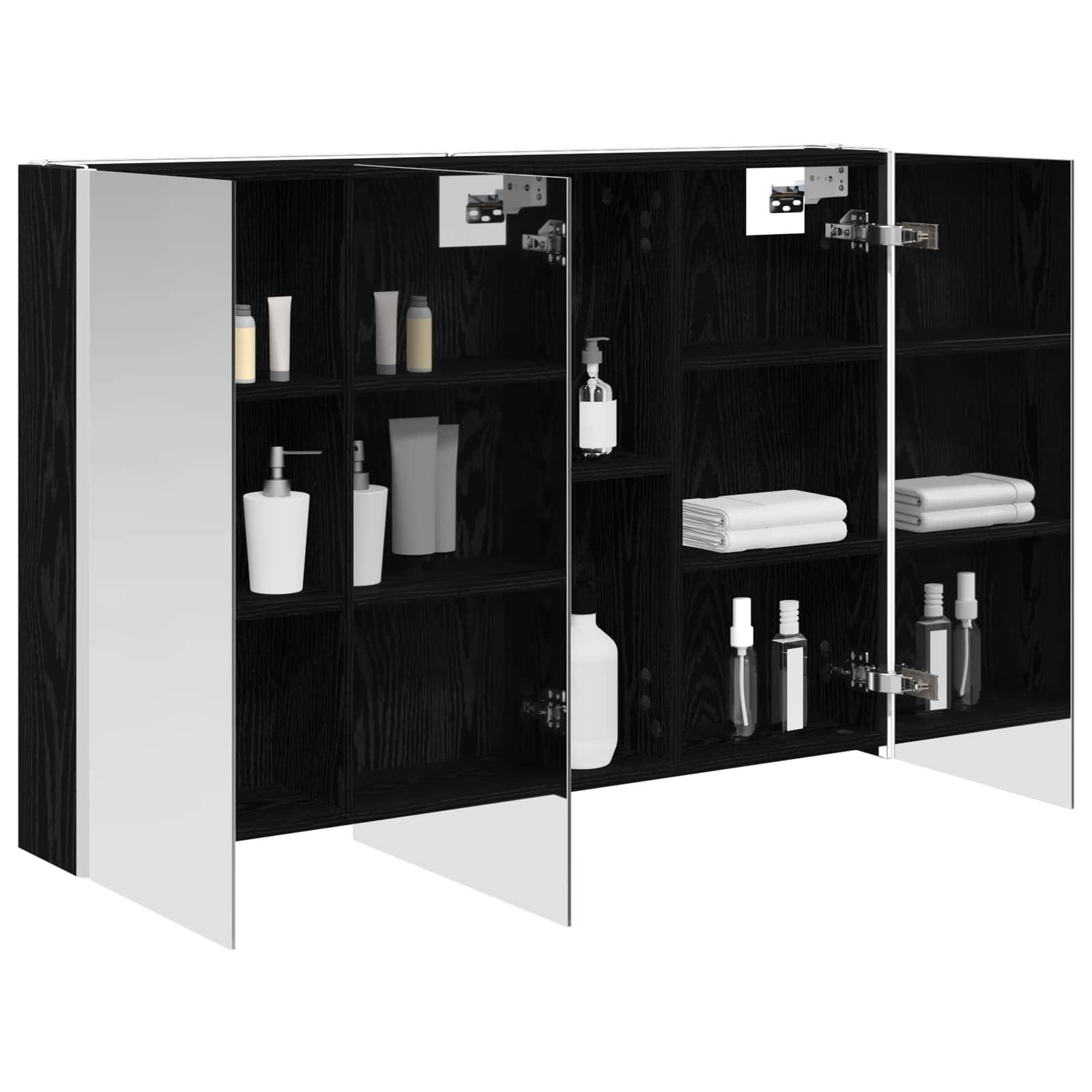 vidaXL Badezimmerspiegelschrank Schwarz Eichen-Optik