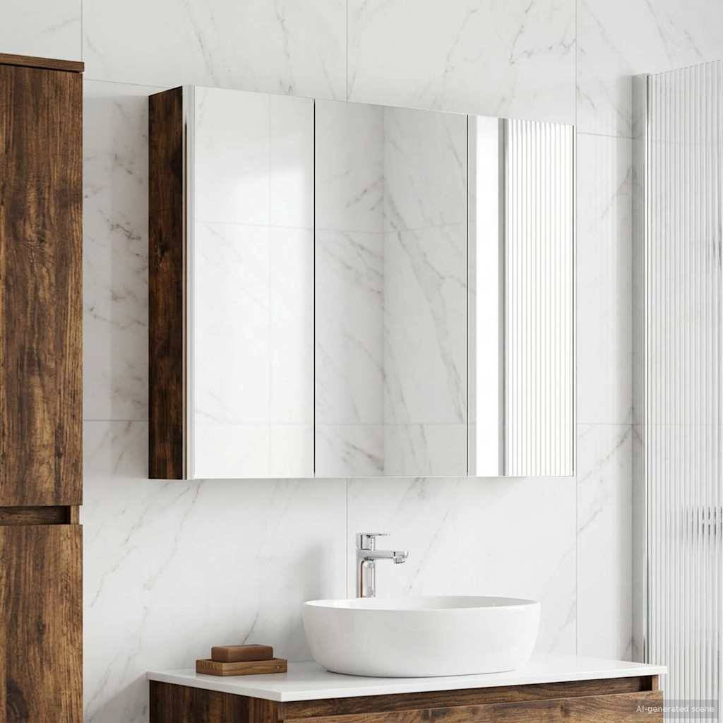 vidaXL Badezimmerspiegelschrank Geräucherte Eiche 103,5 x 15,5 x 70 cm