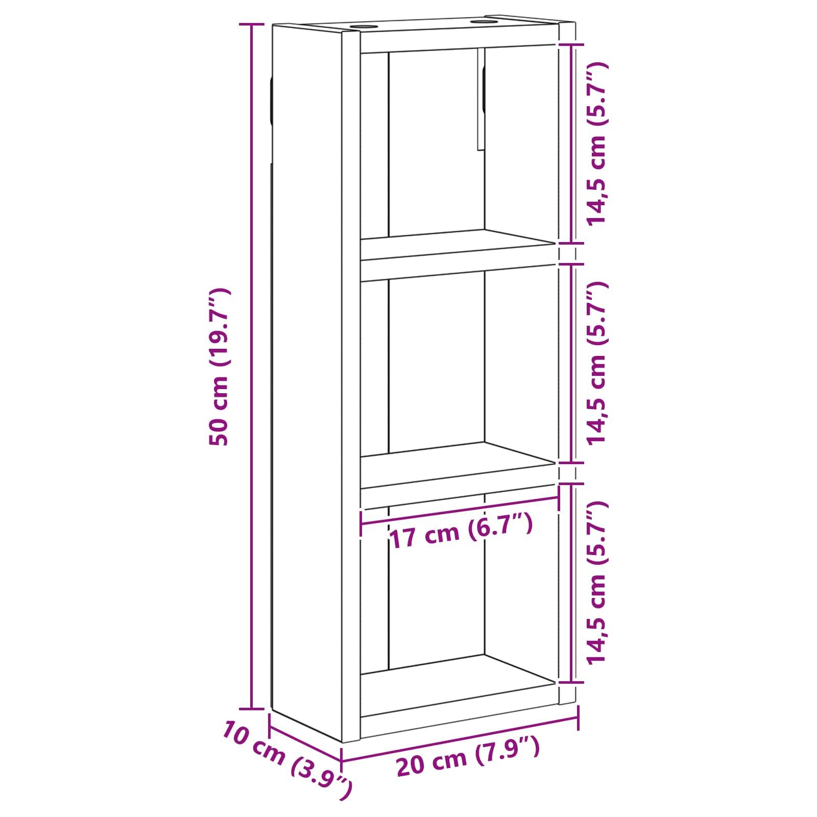vidaXL Badezimmer-Wandschrank Weiß 20 x 10 x 50 cm Holzwerkstoff