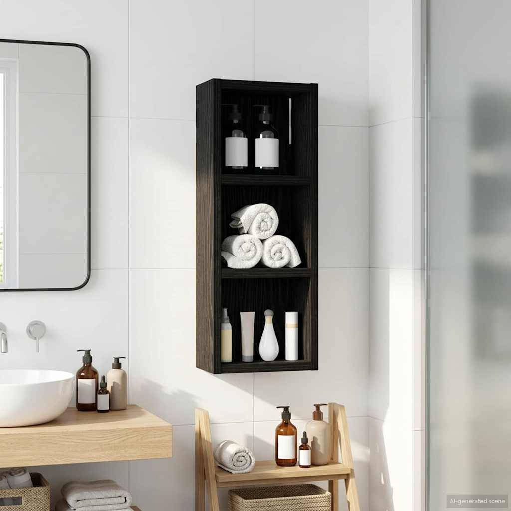 vidaXL Badezimmer-Wandschrank mit Regal Schwarze Eiche 20 x 10 x 50 cm