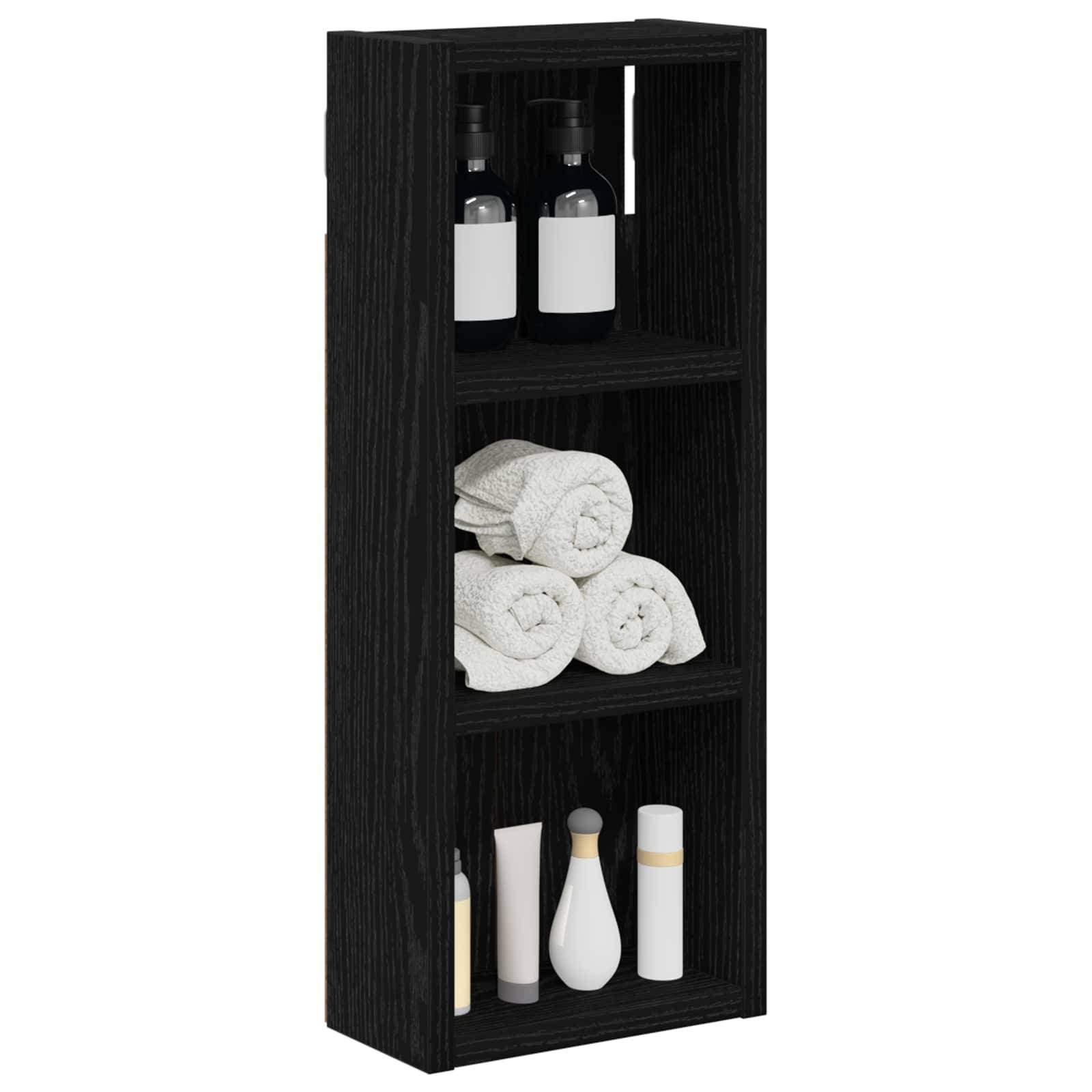 vidaXL Badezimmer-Wandschrank mit Regal Schwarze Eiche 20 x 10 x 50 cm