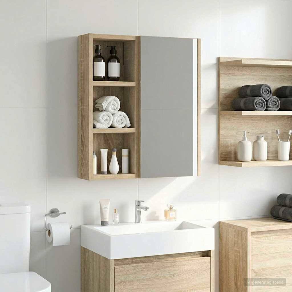 vidaXL Badezimmer-Wandschrank mit Regal Sonoma-Eiche 20 x 10 x 50 cm