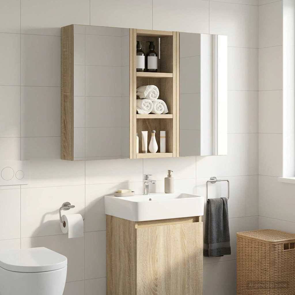 vidaXL Badezimmer-Wandschrank mit Regal Sonoma-Eiche 20 x 10 x 50 cm