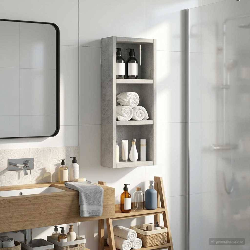 vidaXL Badezimmer-Wandschrank Betongrau 20 x 10 x 50 cm Holzwerkstoff