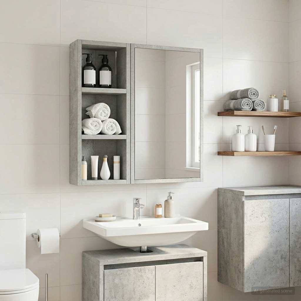 vidaXL Badezimmer-Wandschrank Betongrau 20 x 10 x 50 cm Holzwerkstoff