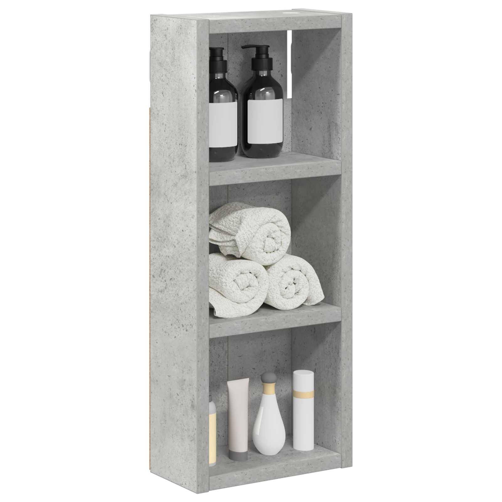 vidaXL Badezimmer-Wandschrank Betongrau 20 x 10 x 50 cm Holzwerkstoff