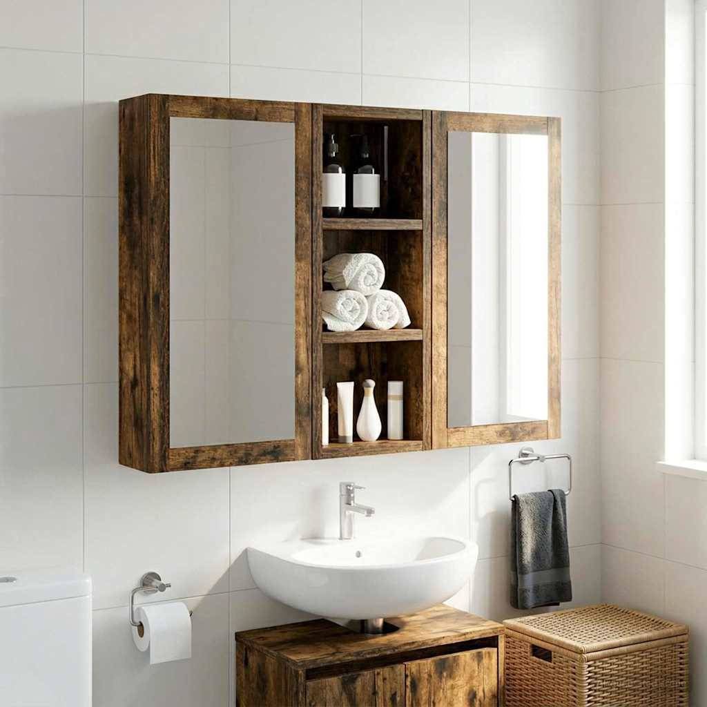 vidaXL Badezimmer-Wandschrank Geräucherte Eiche 20 x 10 x 50 cm