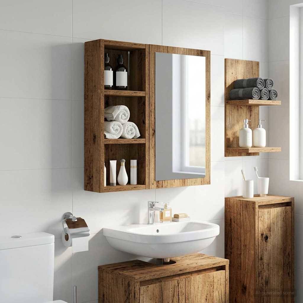 vidaXL Badezimmer-Wandschrank Altholz 20 x 10 x 50 cm Holzwerkstoff