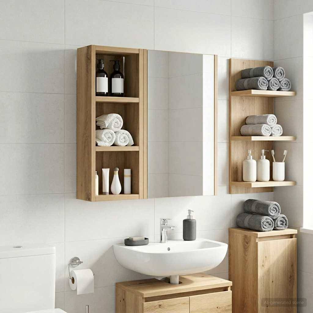 vidaXL Badezimmer-Wandschrank Kunsthandwerk Eiche 20 x 10 x 50 cm
