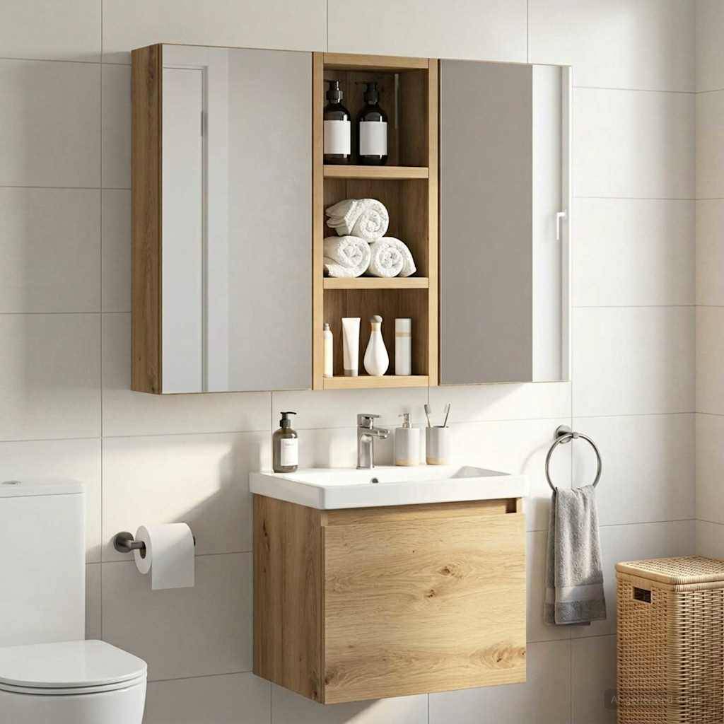vidaXL Badezimmer-Wandschrank Kunsthandwerk Eiche 20 x 10 x 50 cm