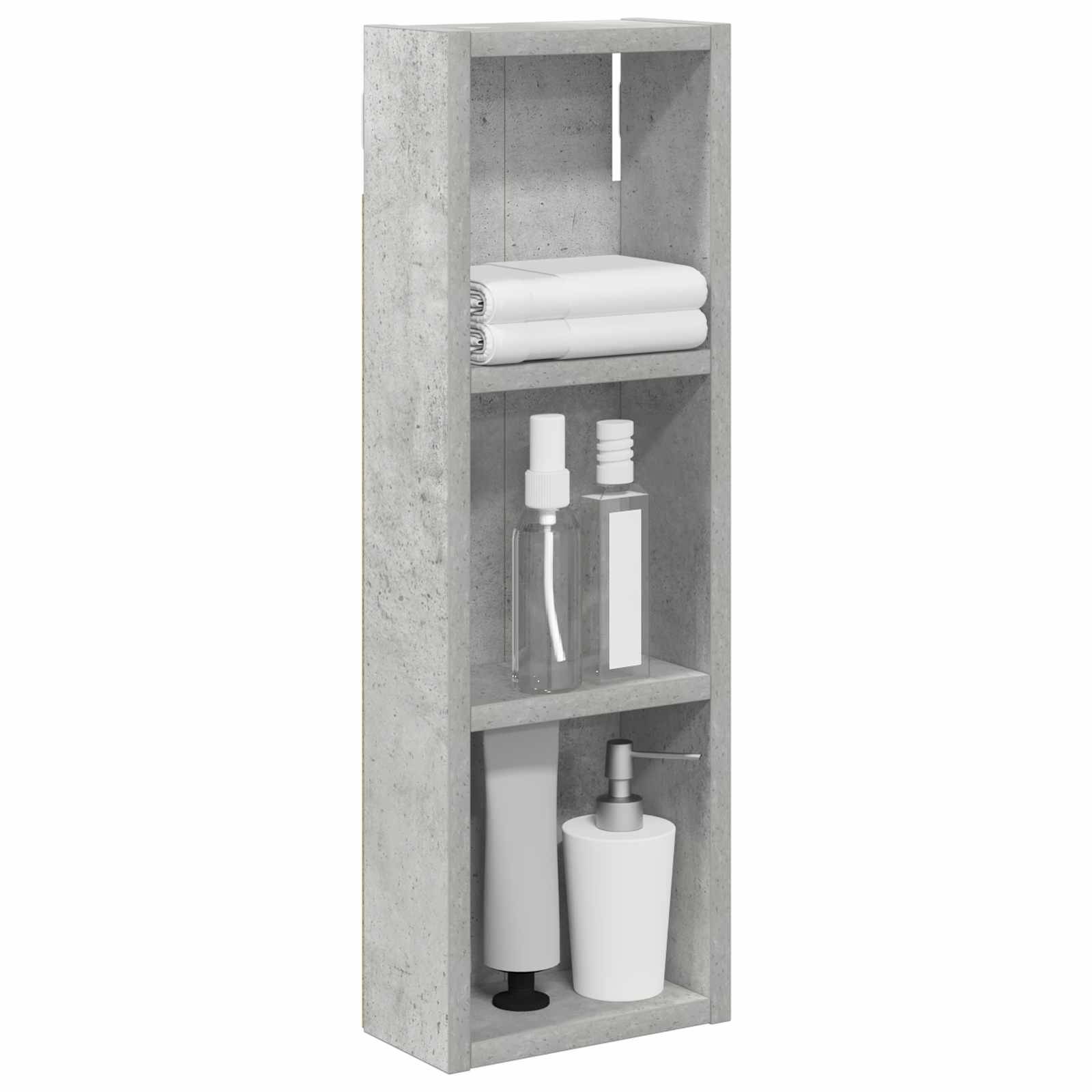 vidaXL Badezimmer-Wandschrank mit Regal Betongrau 20 x 10 x 60,5 cm