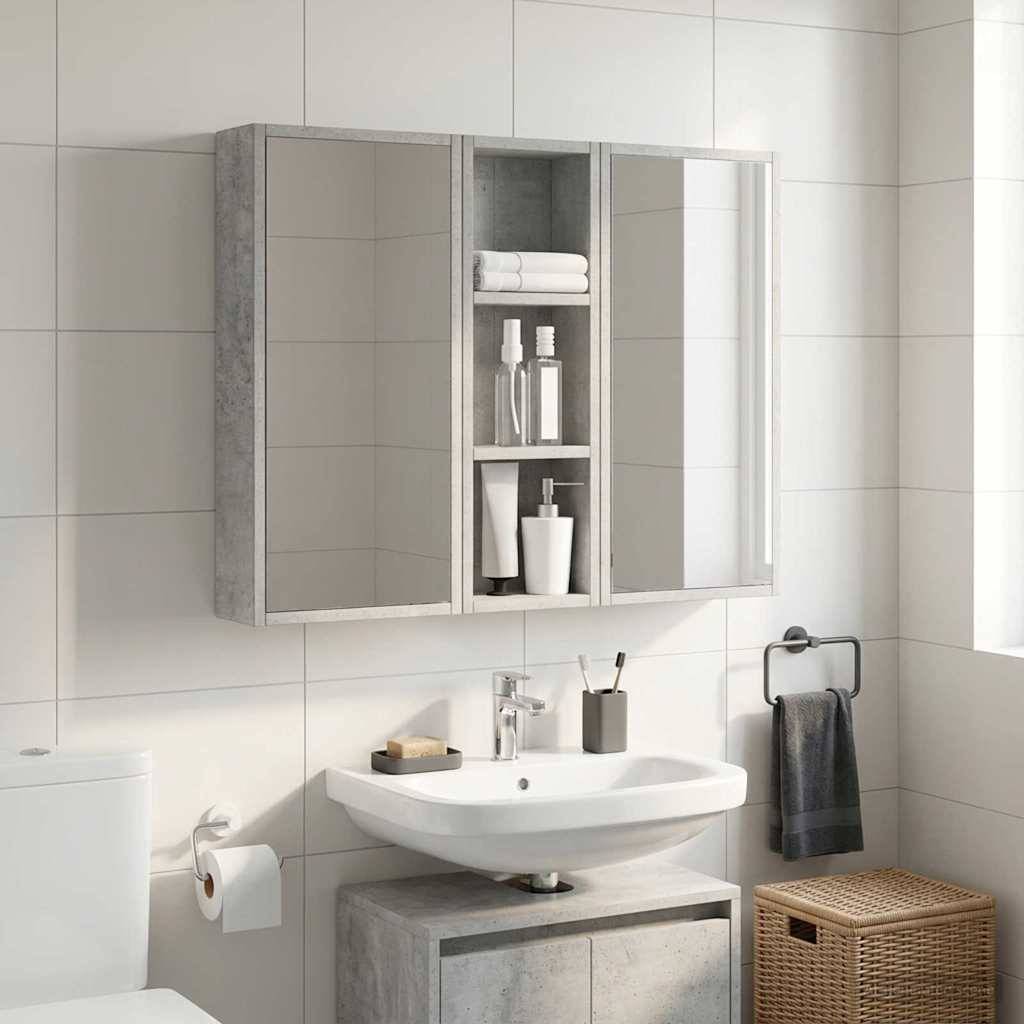 vidaXL Badezimmer-Wandschrank mit Regal Betongrau 20 x 10 x 60,5 cm