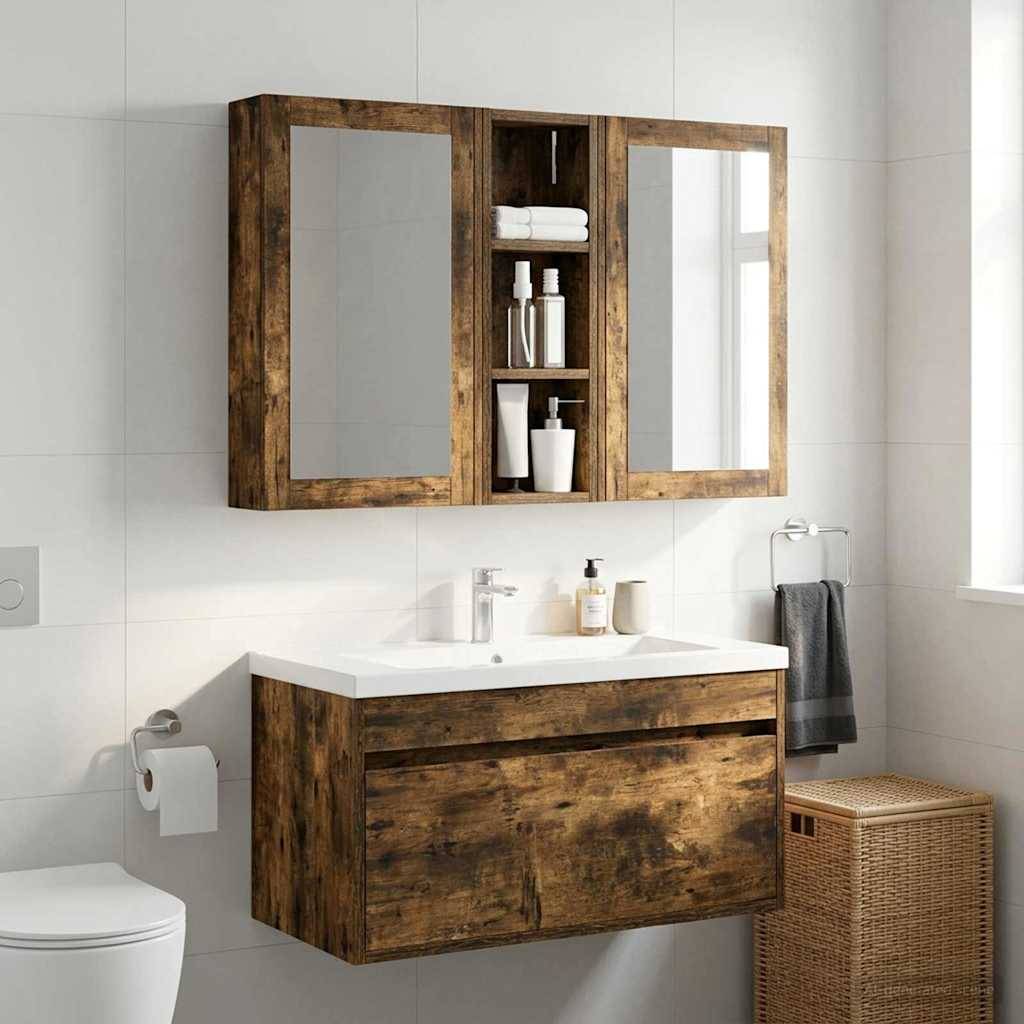 vidaXL Badezimmer-Wandschrank Geräucherte Eiche 20 x 10 x 60,5 cm