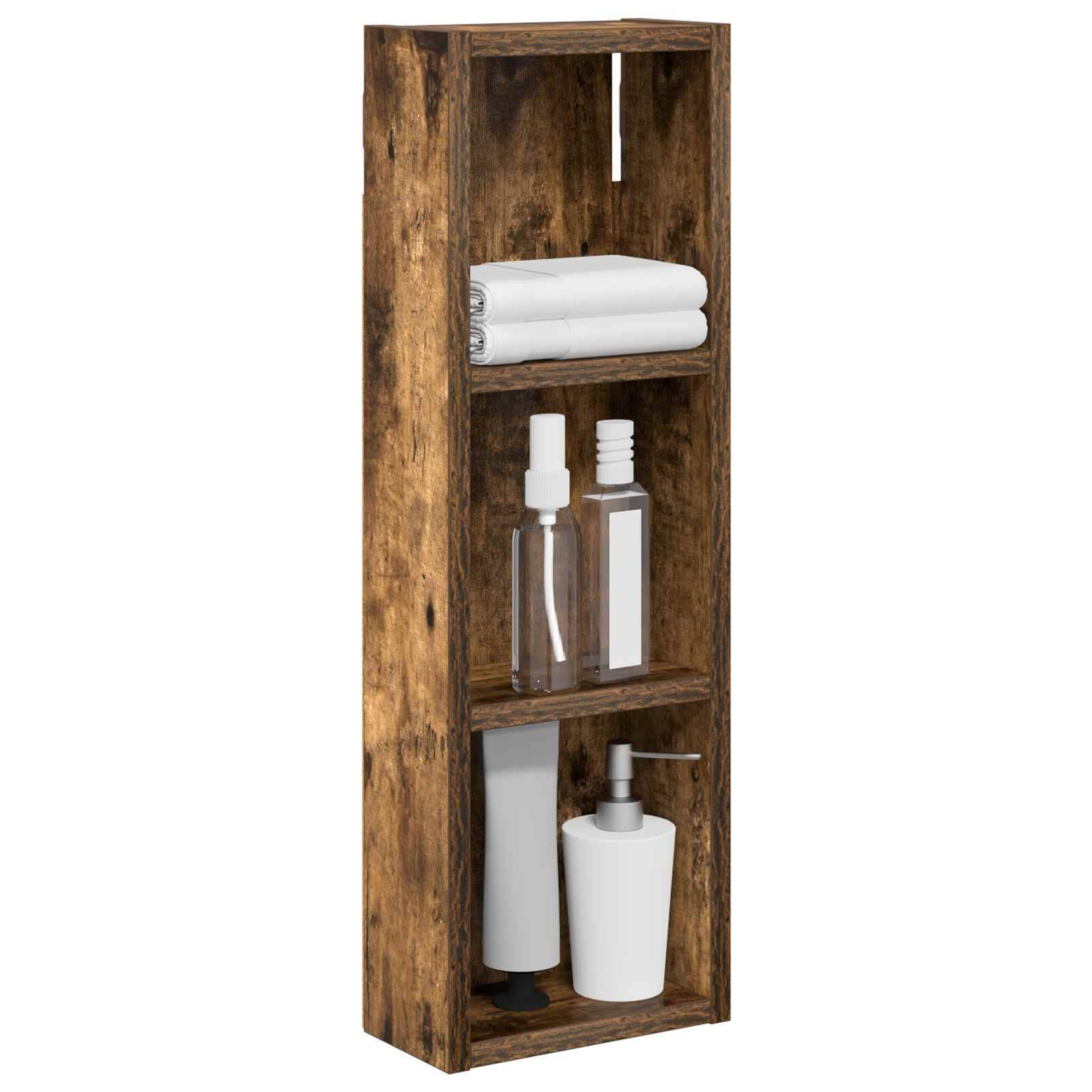 vidaXL Badezimmer-Wandschrank Geräucherte Eiche 20 x 10 x 60,5 cm