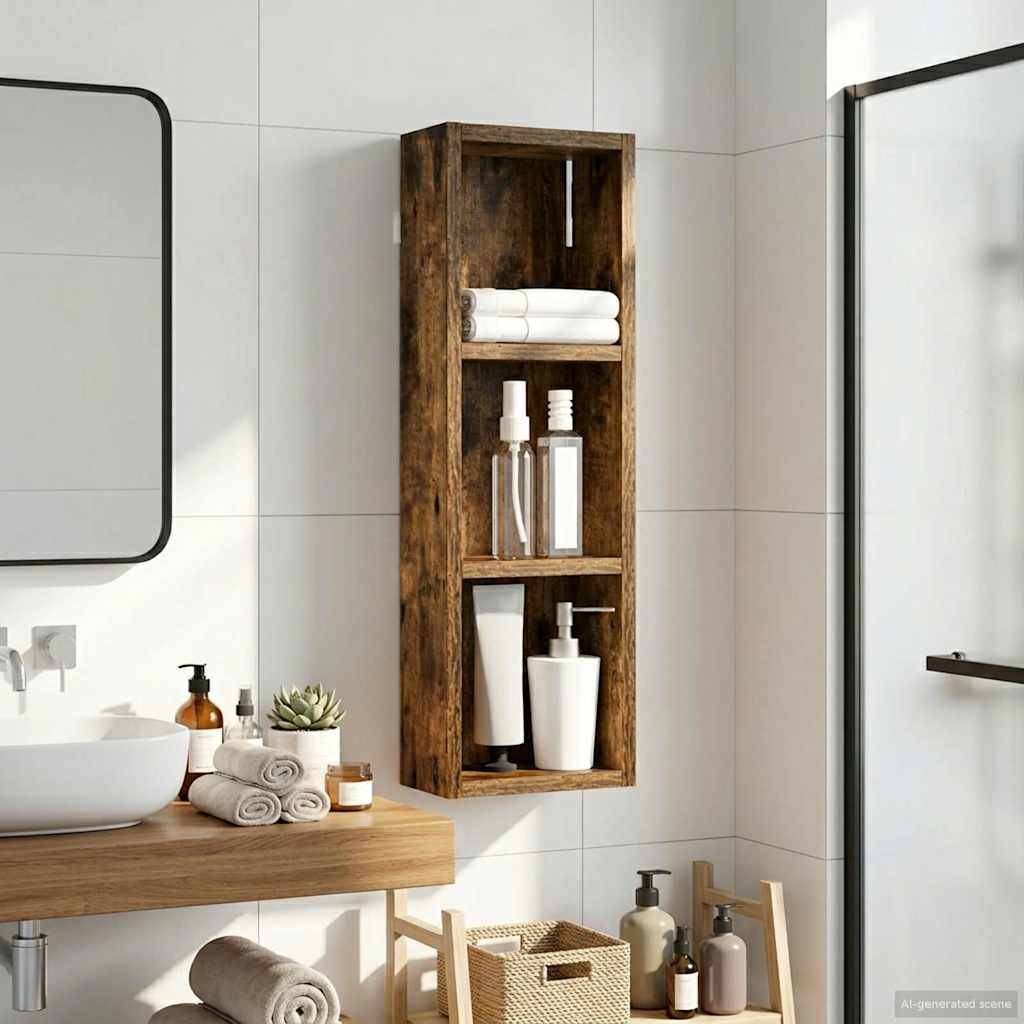 vidaXL Badezimmer-Wandschrank Geräucherte Eiche 20 x 10 x 60,5 cm