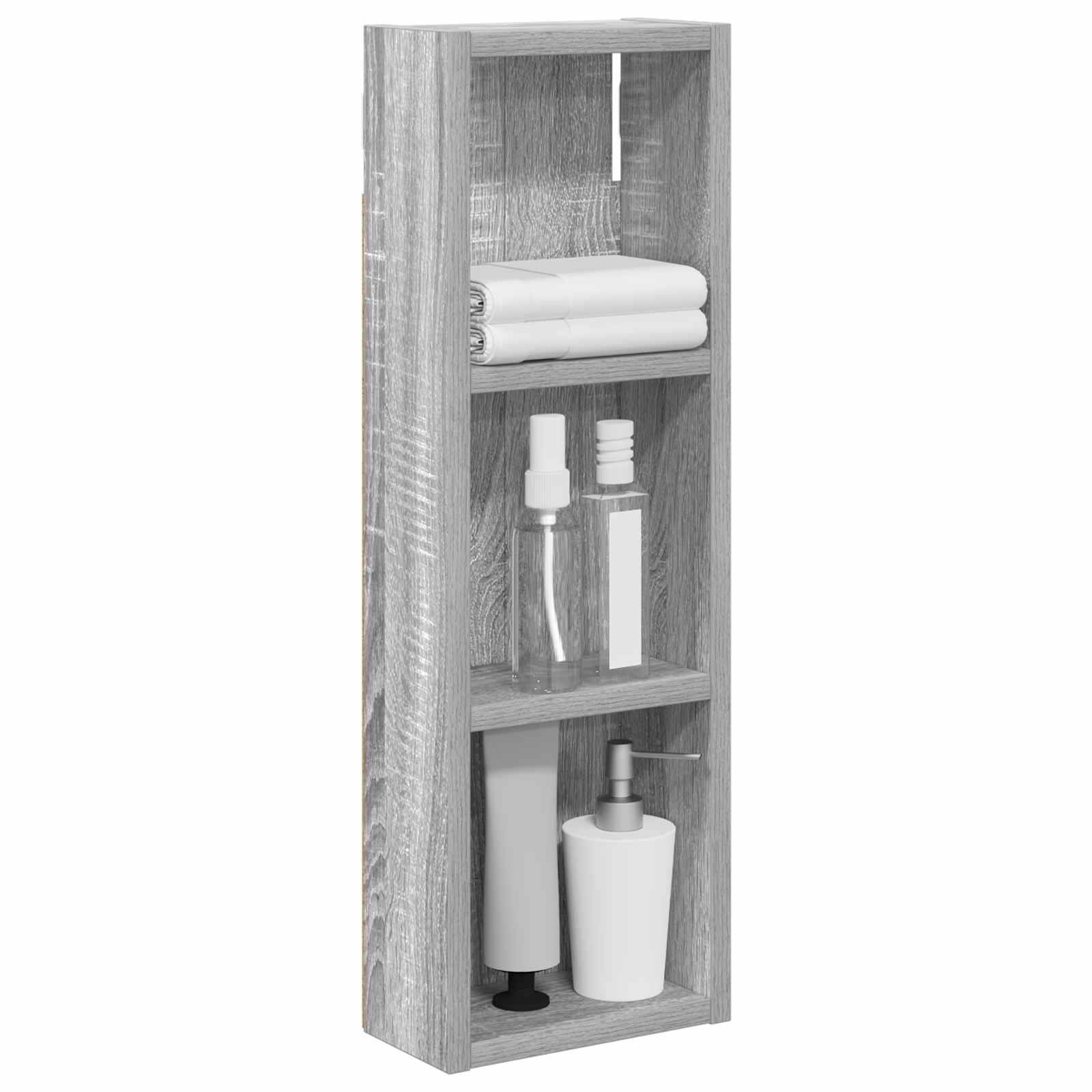vidaXL Badezimmer-Wandschrank Graues Sonoma 20 x 10 x 60,5 cm