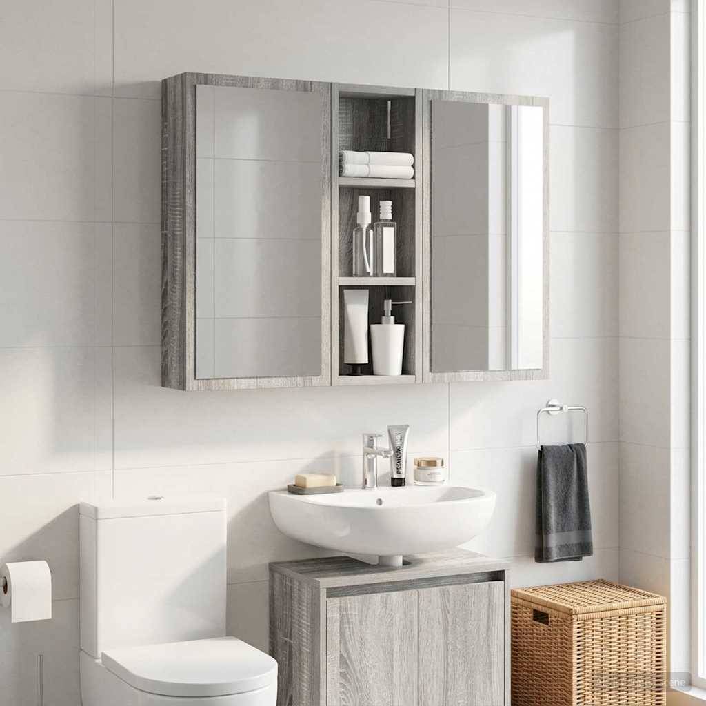 vidaXL Badezimmer-Wandschrank Graues Sonoma 20 x 10 x 60,5 cm